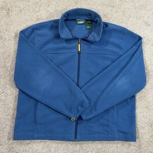 L L Bean Full Zip Fleece Jacket XL Blue Polyester Outdoor Casual Layer Warm